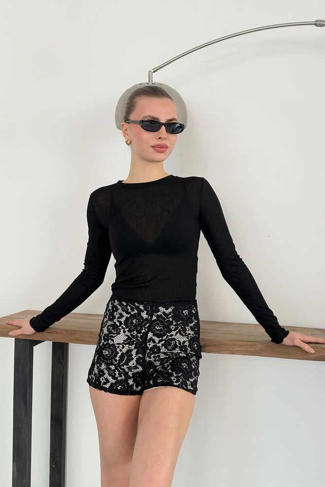 Topshow Black Floral Bermuda Shorts Mid Waist Zip Up Wholesale Clothing Birthday