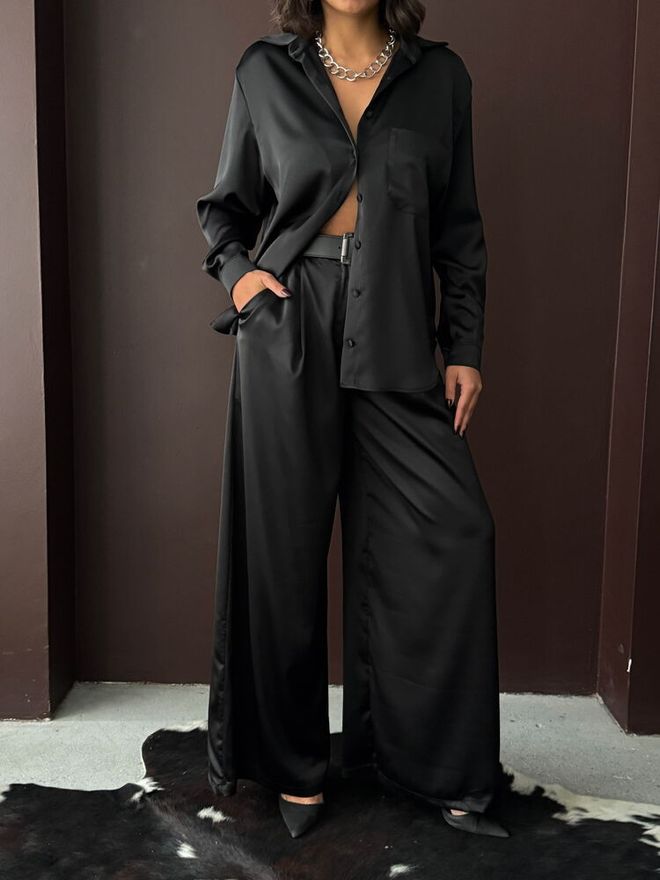 Topshow Black Elegant Formal Palazzo Pants Wholesale Clothing Spring