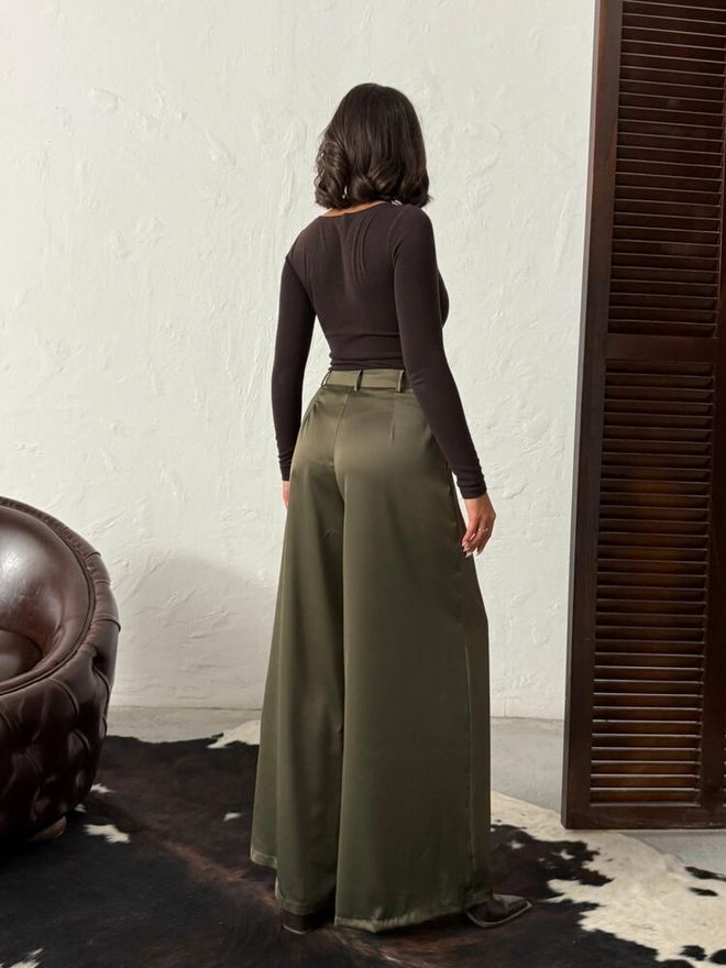 Topshow Green Elegant Casual Vintage Retro Palazzo Pants Wholesale Clothing Vintage