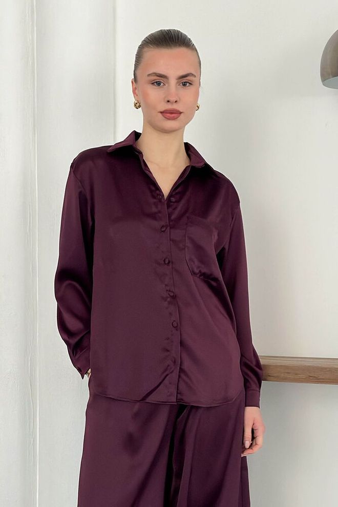 Topshow Claret Red Elegant Shirt Wholesale Clothing Spring