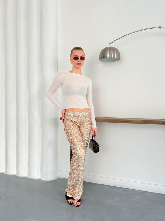 Topshow Gold Glam Sexy Elegant Formal Pants Wholesale Clothing 1