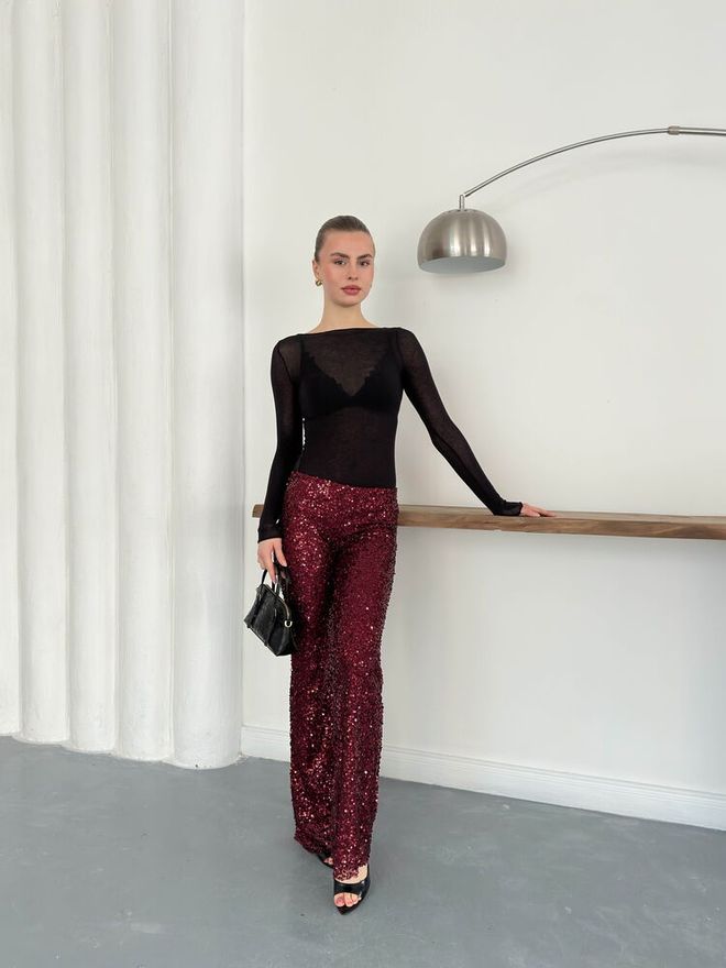 Topshow Claret Red Sexy Glam Elegant Pants Wholesale Clothing 1