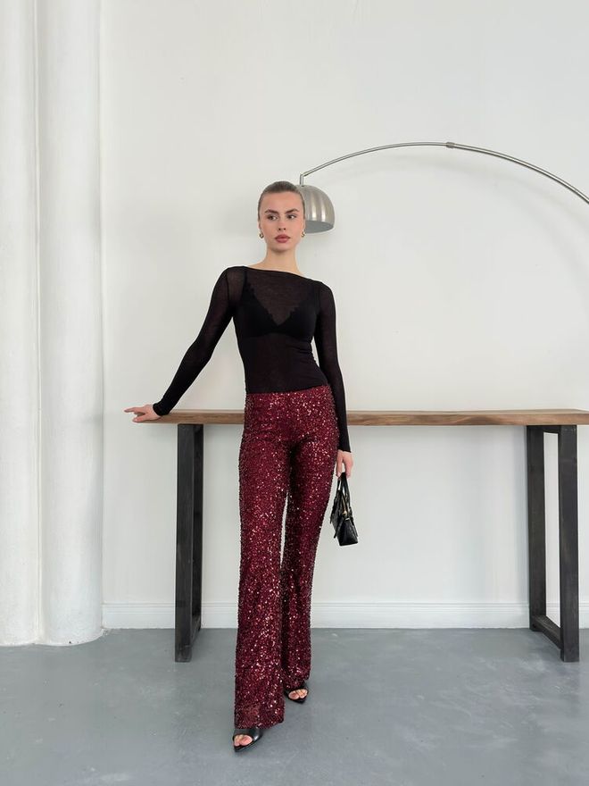 Topshow Claret Red Sexy Glam Elegant Pants Wholesale Clothing Birthday
