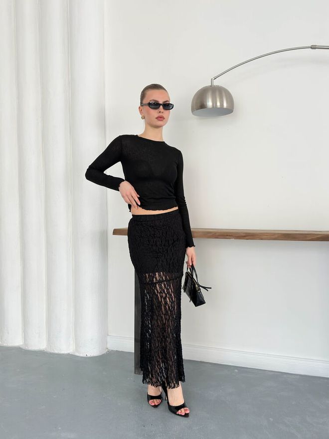 Topshow Lace Skirt Black Wholesale Clothing Polyester