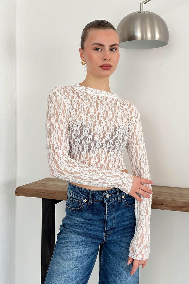 Topshow Μπλούζα Με Δαντέλα Κρέ Χονδρικό εμπόριο ενδυμάτων Casual