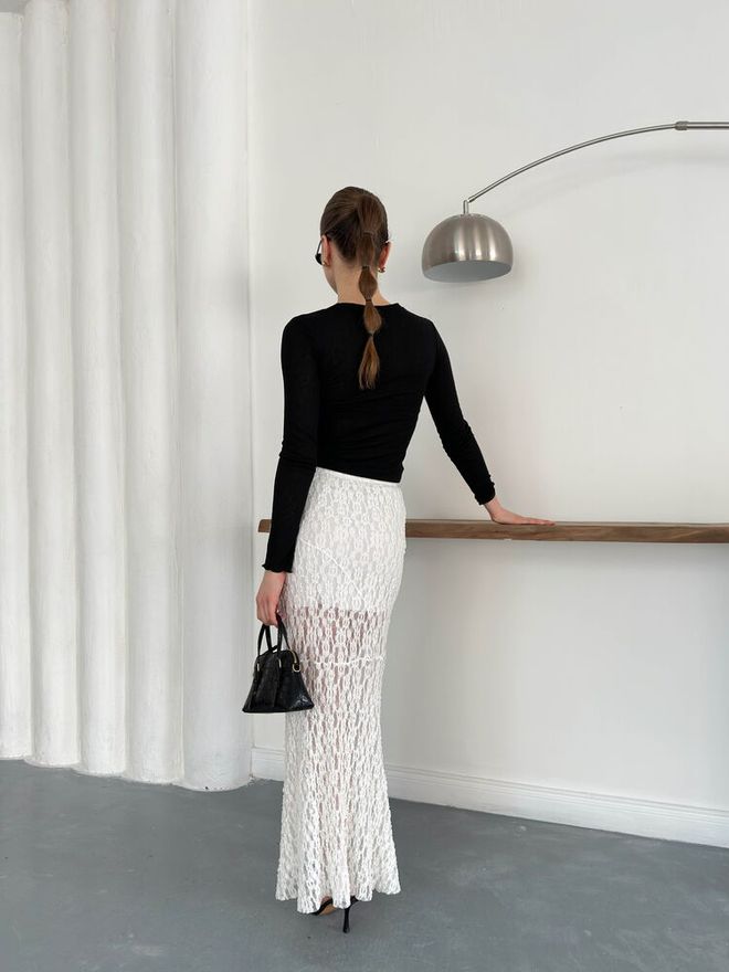 Topshow Lace Skirt Cream Wholesale Clothing Formal