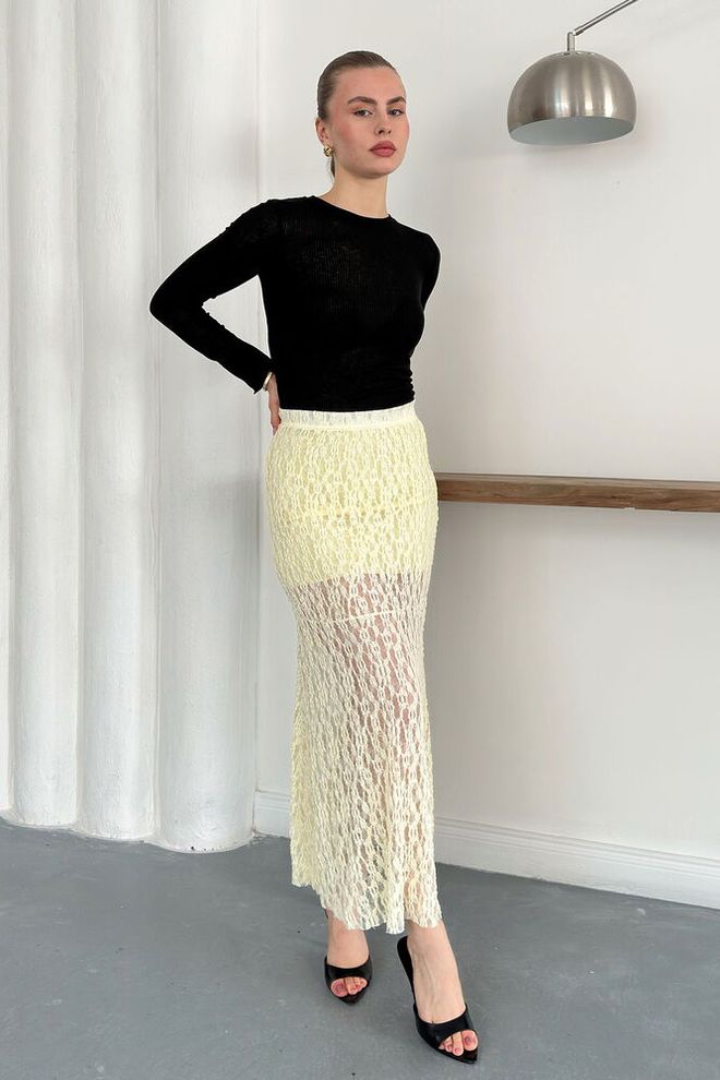 Topshow Lace Skirt Yellow Wholesale Clothing Elegant