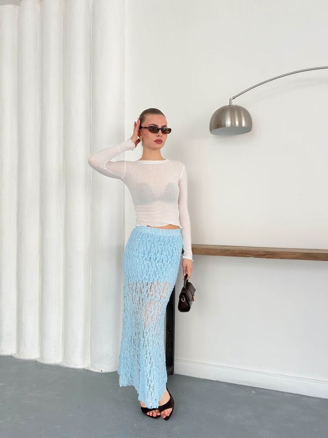 Topshow Lace Skirt Blue Wholesale Clothing Birthday