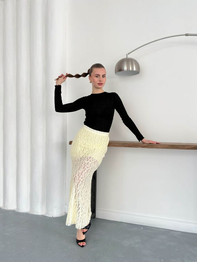 Topshow Lace Skirt Yellow Wholesale Clothing Polyester