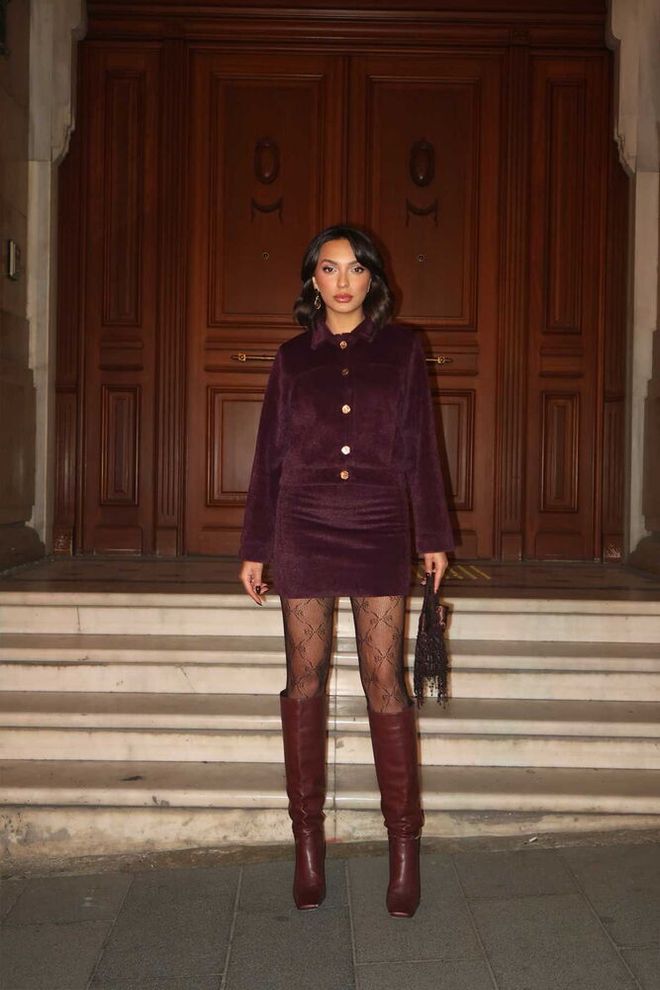 Topshow Claret Red Bodycon Mini Skirt High Waist Pull On Wholesale Clothing Casual