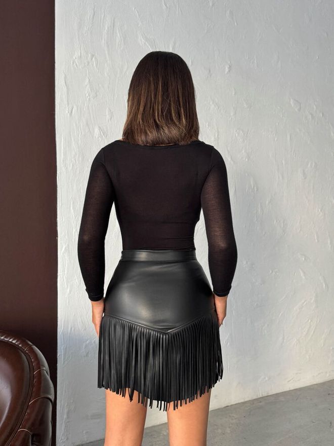 Topshow Black Slit Mini High Waist Skirt Wholesale Clothing Sexy