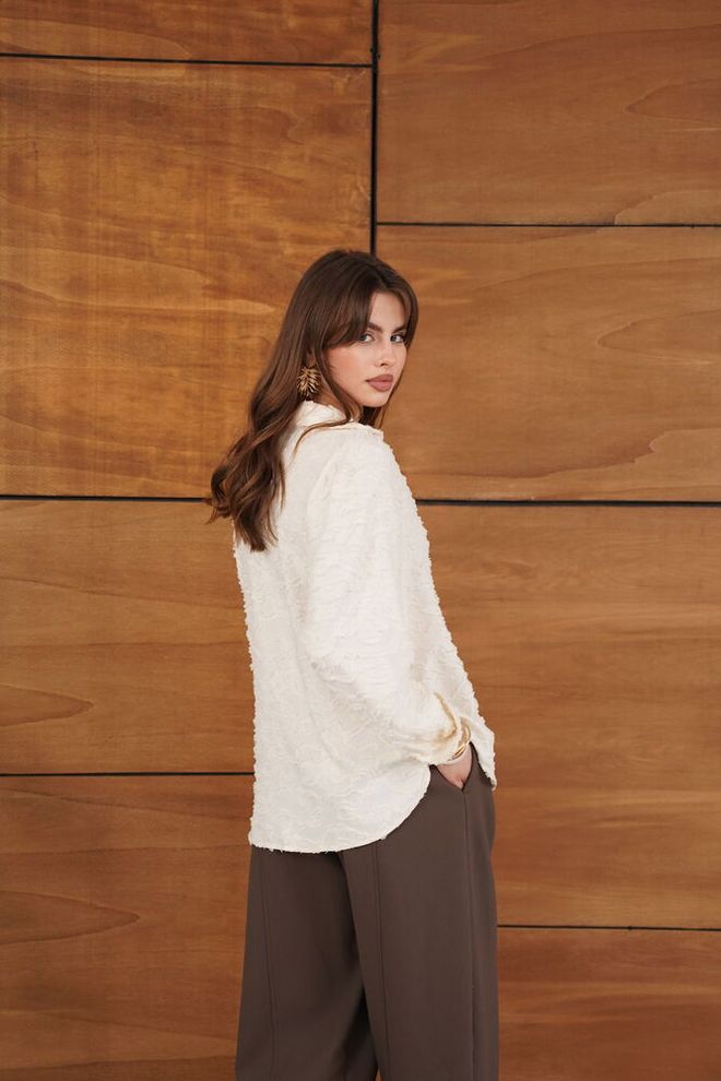 Topshow Beyaz Gündelik Zarif Resmi Kolej Gömlek Toptan Giyim Resmi