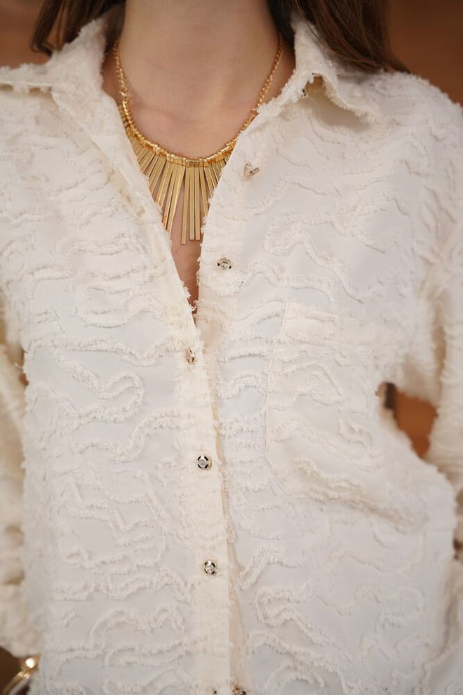 Topshow Beyaz Gündelik Zarif Resmi Kolej Gömlek Toptan Giyim Bahar