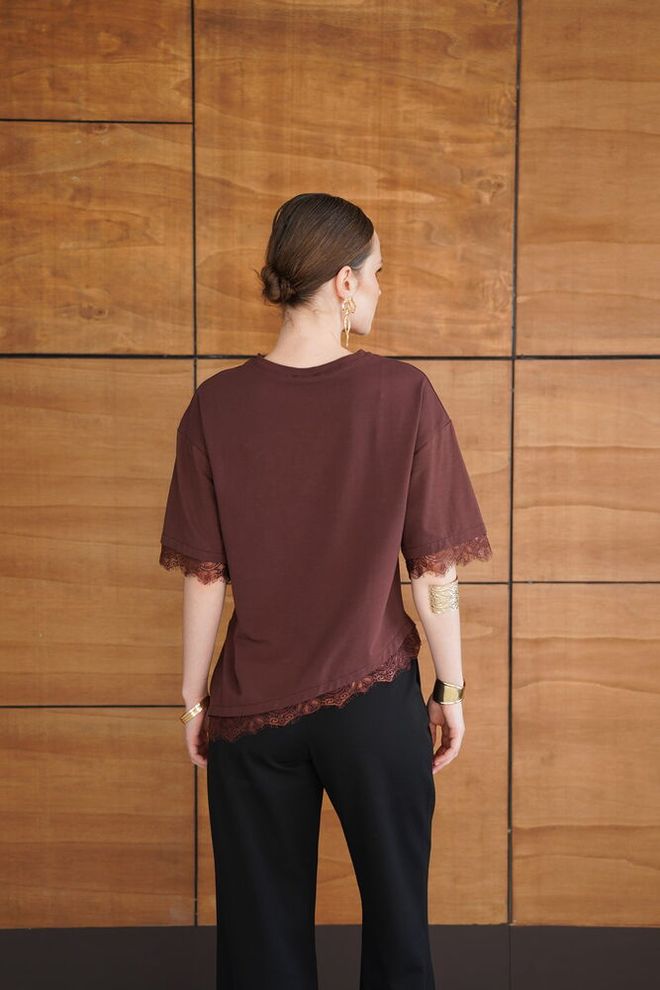 Topshow بلوزة بنية غير رسمية رائعة ملابس بالجملة رائع