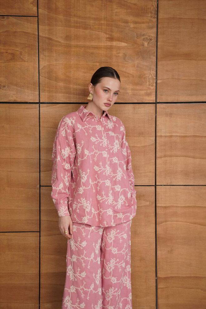 Topshow Розова Флорална Ежедневна Елегантна Винтидж Риза Дрехи на едро 1