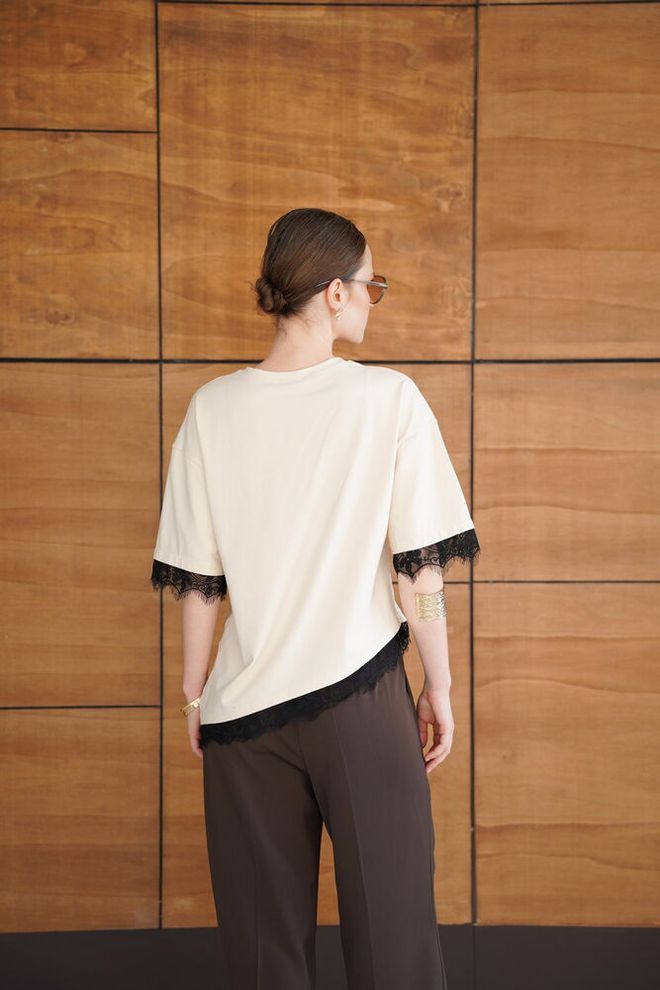 Topshow بلوزة بيج محتشمة أنيقة للعمل والاحتفالات ملابس بالجملة غير رسمي