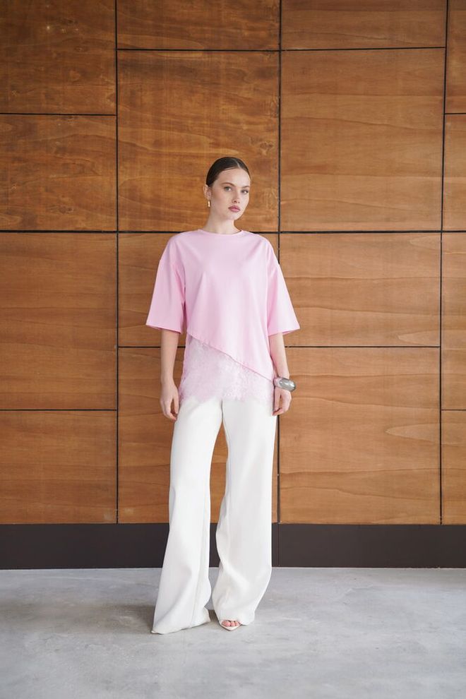 Topshow Розова Ежедневна Елегантна Блуза С Ръкави До Лакътя Дрехи на едро 1