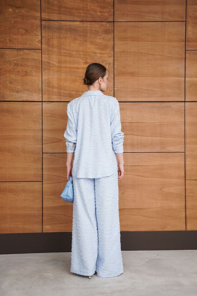 Topshow Blue Elegant Palazzo Pants Wholesale Clothing Casual