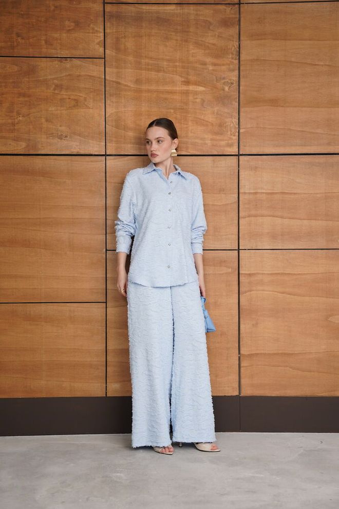 Topshow Blue Elegant Palazzo Pants Wholesale Clothing Lounge