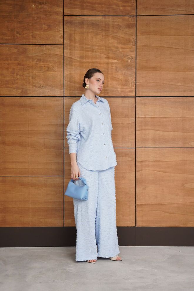 Topshow Blue Elegant Palazzo Pants Wholesale Clothing 1