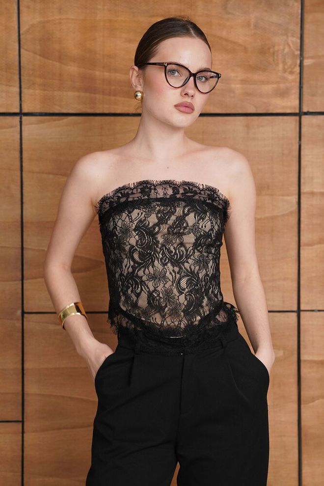 Topshow Lace Bustier Black  Wholesale Clothing 0