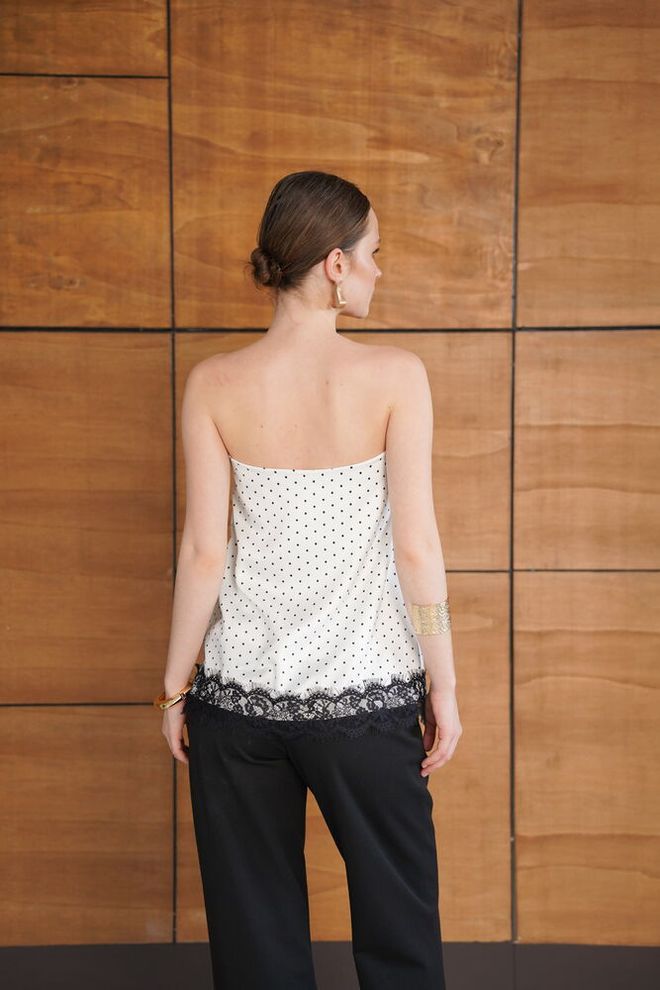 Topshow White Elegant Strapless Slim Fit Blouse Wholesale Clothing Sexy