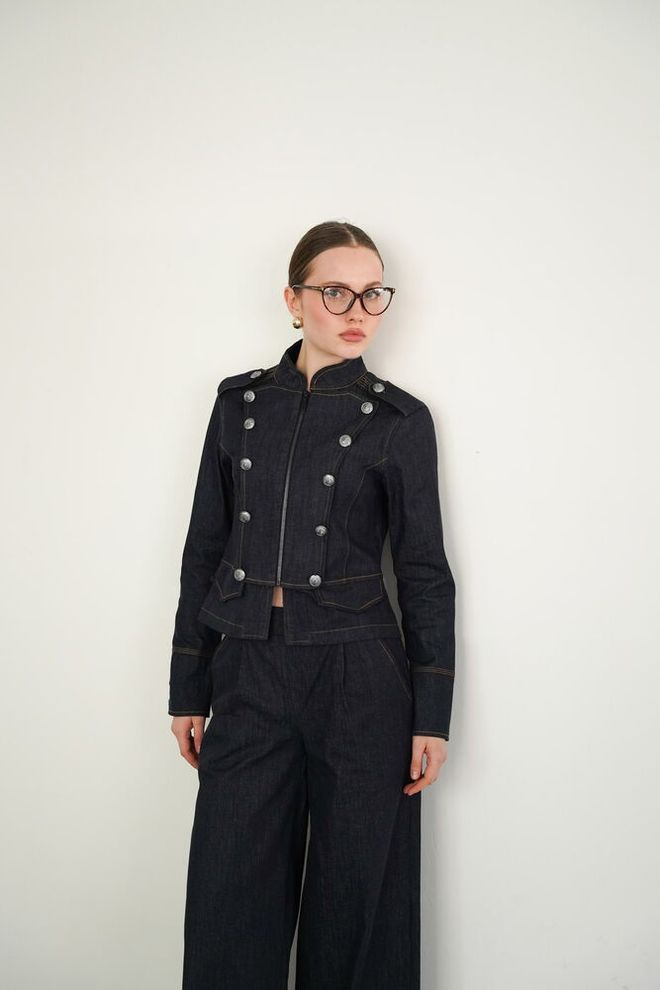 Topshow Black Single Breasted Vintage Zip Up Jacket Wholesale Clothing 1