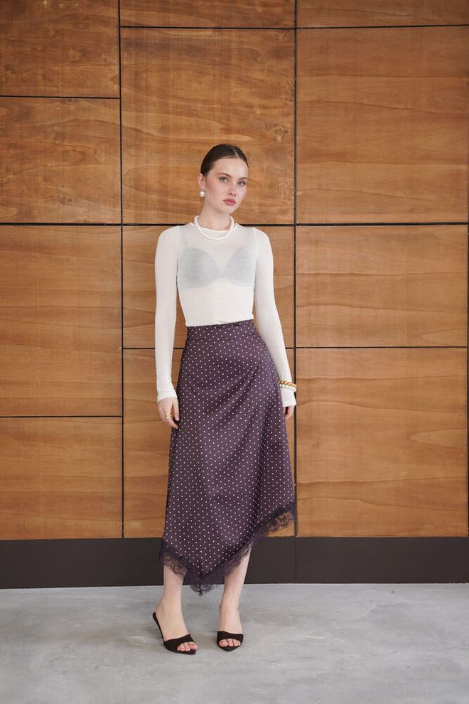 Topshow Claret Red Elegant Asymmetrical Midi Skirt Wholesale Clothing Work