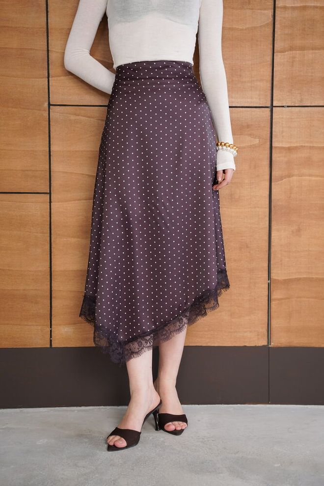 Topshow Claret Red Elegant Asymmetrical Midi Skirt Wholesale Clothing Spring