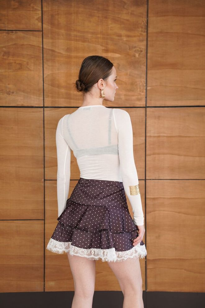 Topshow Purple Layered Mini Skirt High Waist Zip Up Wholesale Clothing Vintage