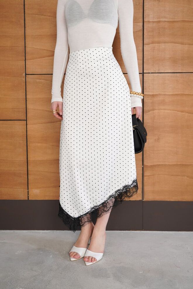 Topshow White Elegant Asymmetrical Midi Skirt Wholesale Clothing Sexy