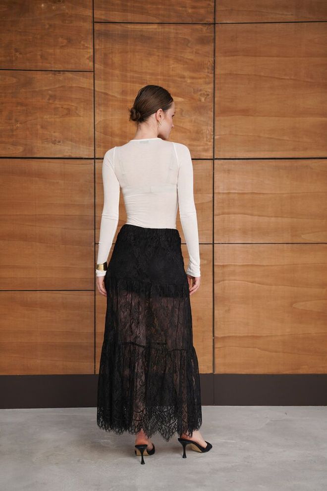 Topshow Black Elegant Sexy Formal Asymmetrical Maxi Skirt Wholesale Clothing Formal