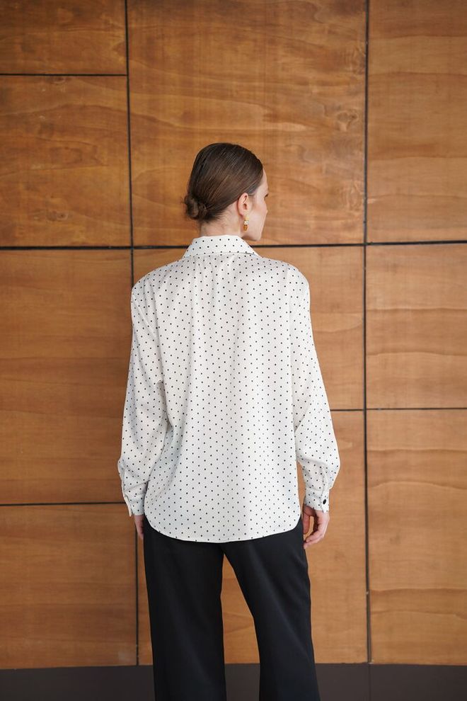 Topshow Camicia Bianca A Pois Abbottonata Abbigliamento all'ingrosso Formale