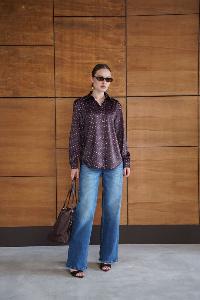 Topshow Camicia Bordeaux A Pois Abbigliamento all'ingrosso 1