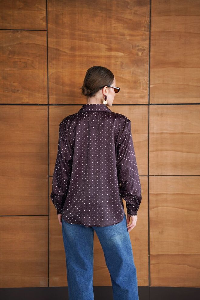 Topshow Camicia Bordeaux A Pois Abbigliamento all'ingrosso Annata