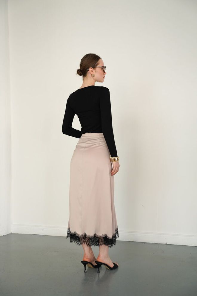 Topshow Saia Bege Sinuosa Maxi Cintura Alta Elegante Formal Vintage Sensual Retro Roupas por atacado Sensual