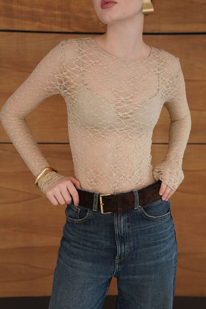 Topshow Beige Slim Fit Blouse With Long Sleeves Wholesale Clothing Spring