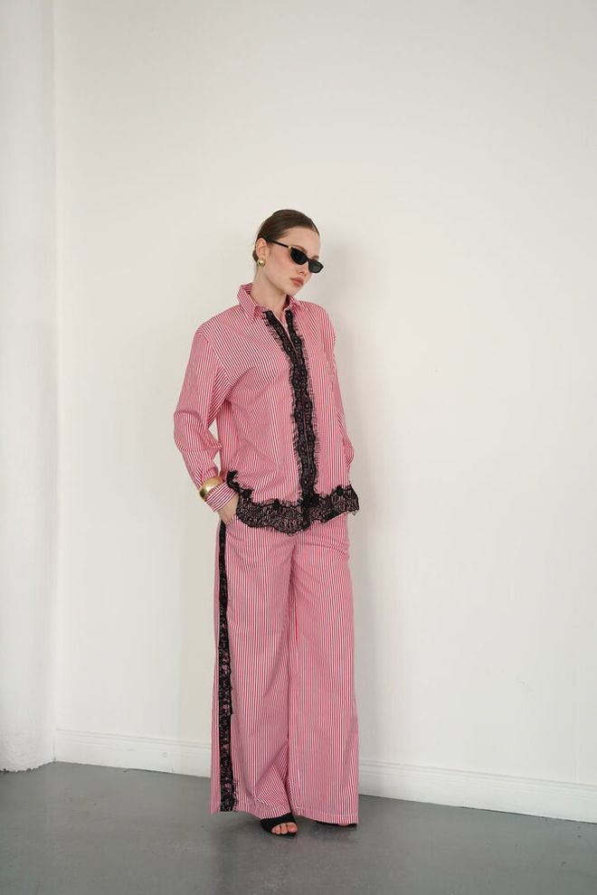 Topshow Pink Retro Casual Elegant Vintage Palazzo Pants Wholesale Clothing 1