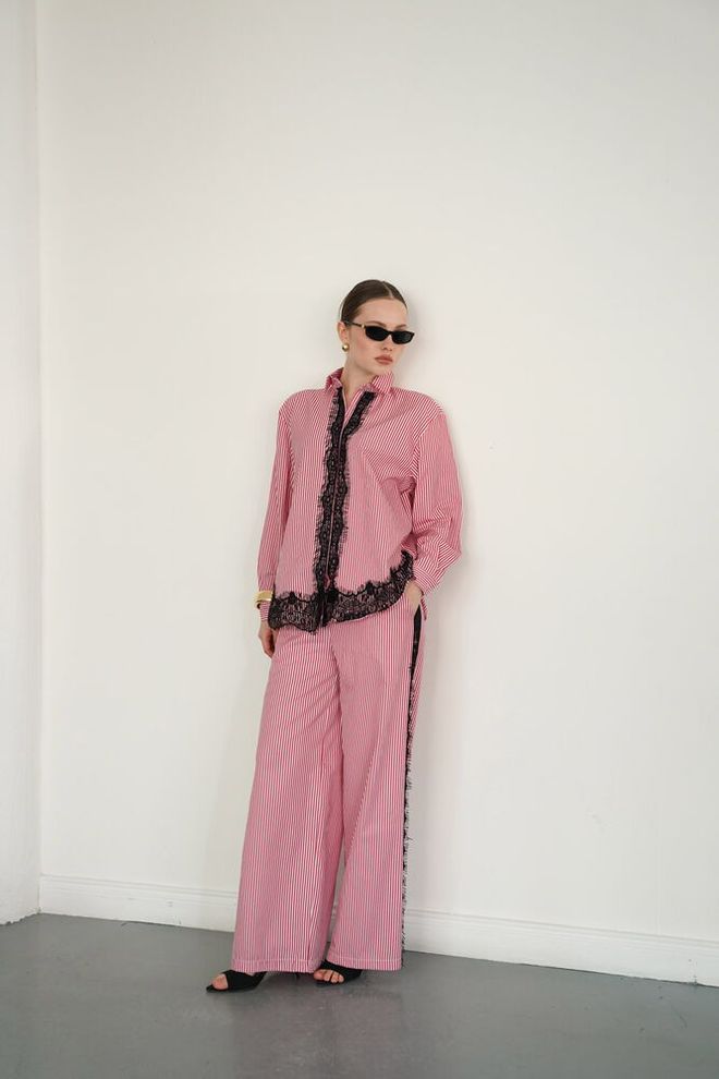 Topshow Pink Retro Casual Elegant Vintage Palazzo Pants Wholesale Clothing Lounge