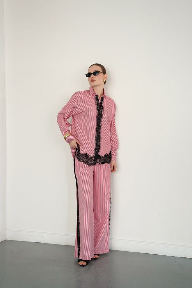 Topshow Pink Retro Casual Elegant Vintage Palazzo Pants Wholesale Clothing Spring