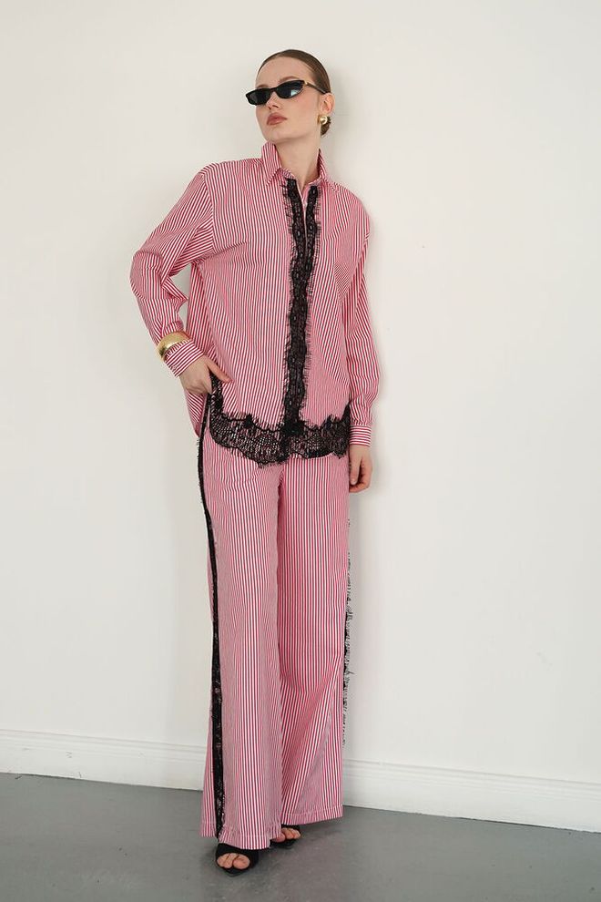 Topshow Rožinės Retro Laisvalaikio Elegantiškos Vintažinės Palazzo Kelnės Didmeninė prekyba drabužiais Kokteilinė