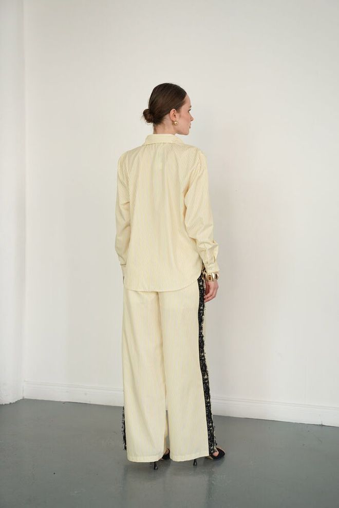 Topshow Beige Palazzo Pants Wide Leg Elegant Pull On Wholesale Clothing Vintage