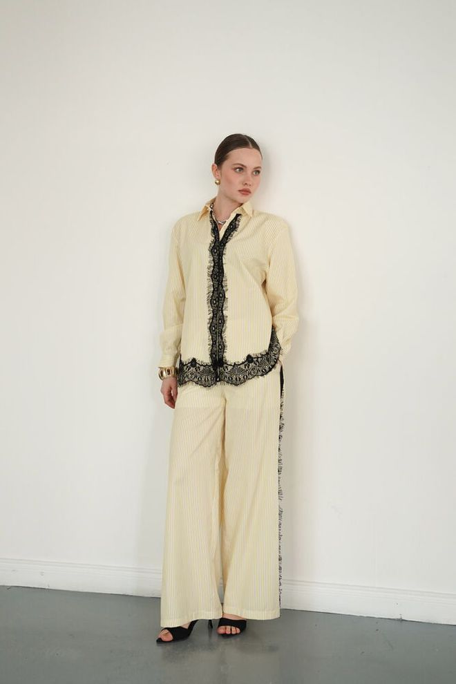 Topshow Beige Palazzo Pants Wide Leg Elegant Pull On Wholesale Clothing Spring