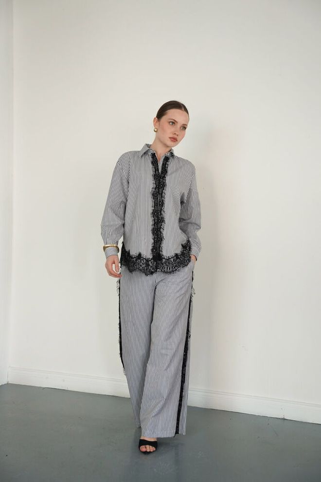 Topshow Black Elegant Formal Palazzo Pants Wholesale Clothing Work