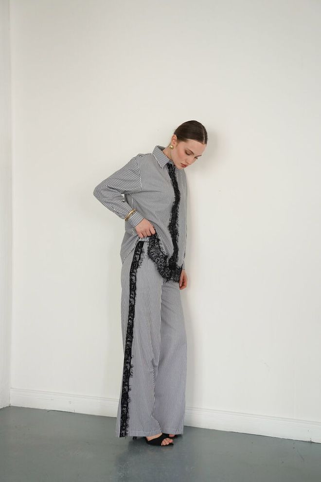 Topshow Black Elegant Formal Palazzo Pants Wholesale Clothing 1