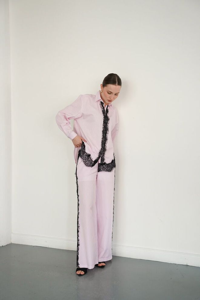 Topshow Pink Elegant Palazzo Pants Wholesale Clothing Work