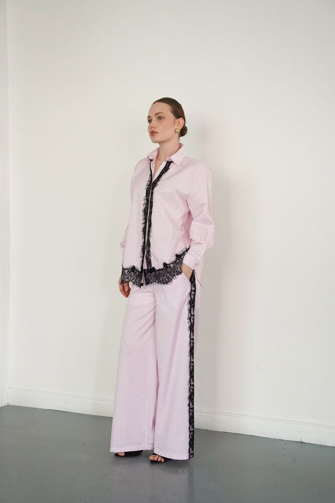 Topshow Pink Elegant Palazzo Pants Wholesale Clothing 1