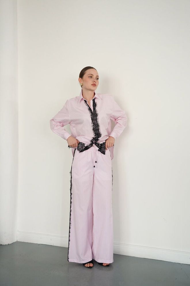 Topshow Pink Elegant Palazzo Pants Wholesale Clothing Spring