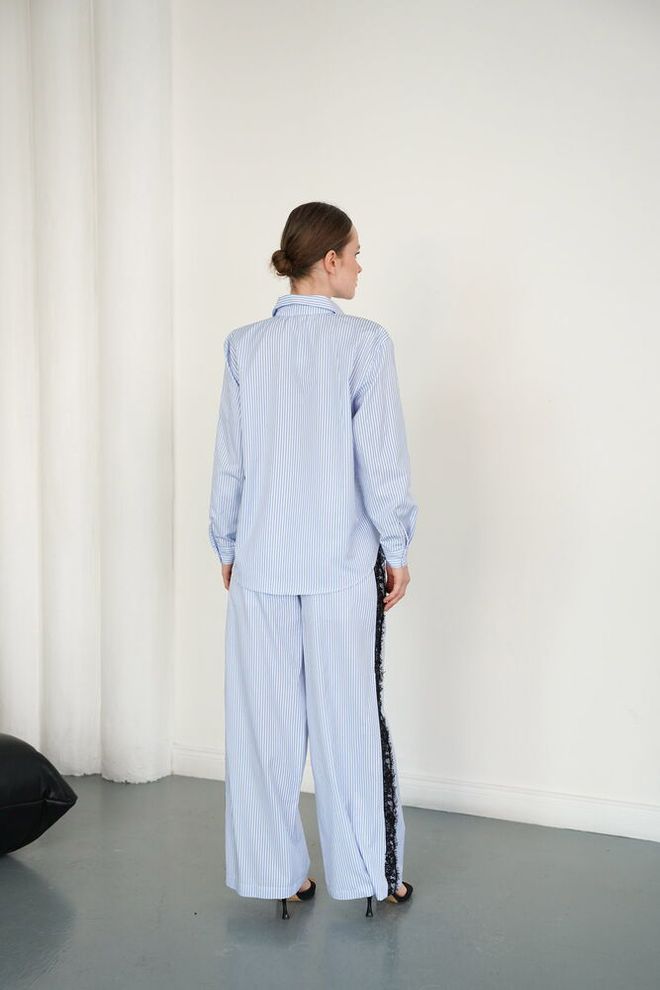 Topshow Blue Elegant Palazzo Pants Wholesale Clothing Vintage