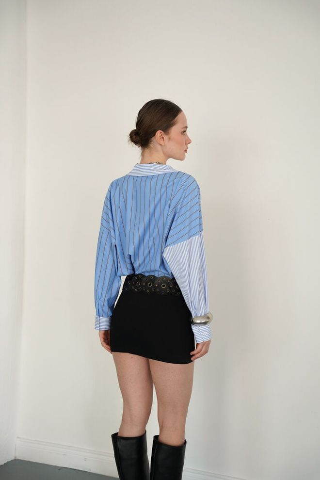 Topshow Blue Casual Elegant Streetwear Shirt Wholesale Clothing Streetwear